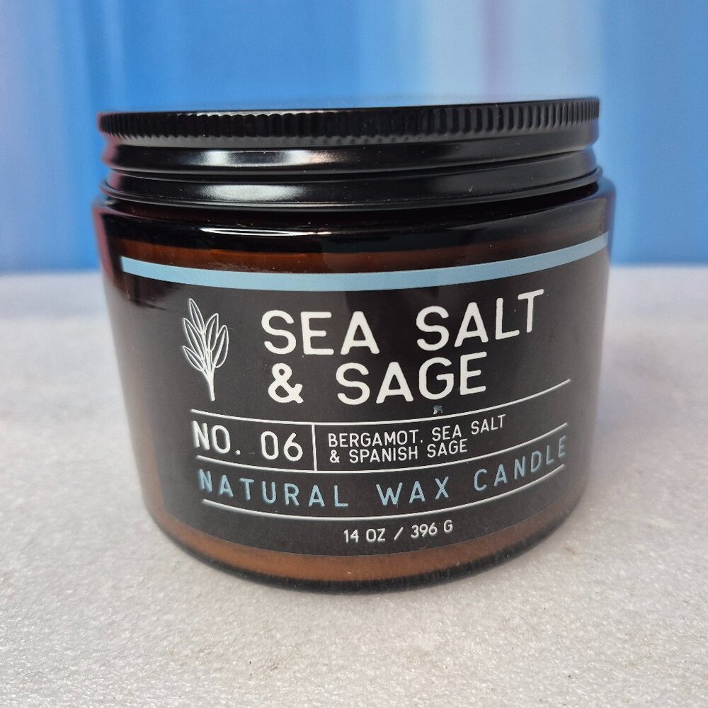 House of Velas Sea Salt & Sage 3 Wick natural wax Candle14 oz New